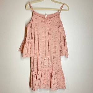 ELAN Melon Cold Shoulder Dress - SMALL